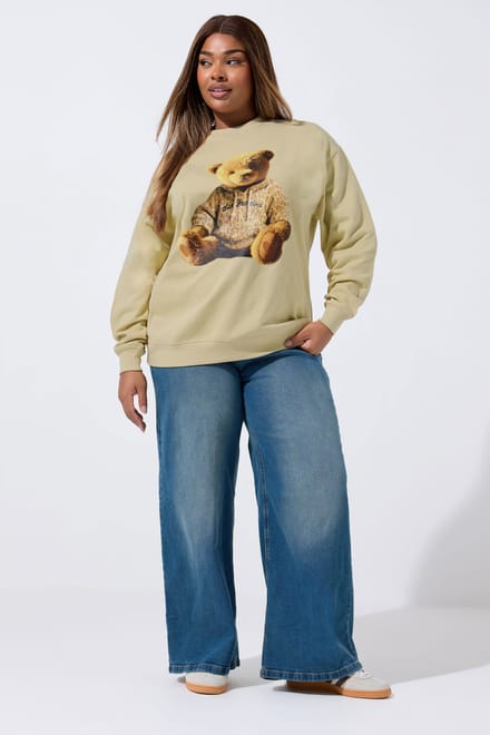 Limited Collection Natural Brown Leopard Print Teddy Sweatshirt Size 46