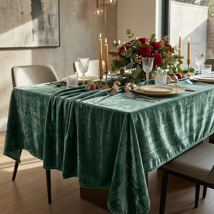 Velvet tafelkleed Dubai - 140x400 cm - Zeegroen / Petrol - Fluweel