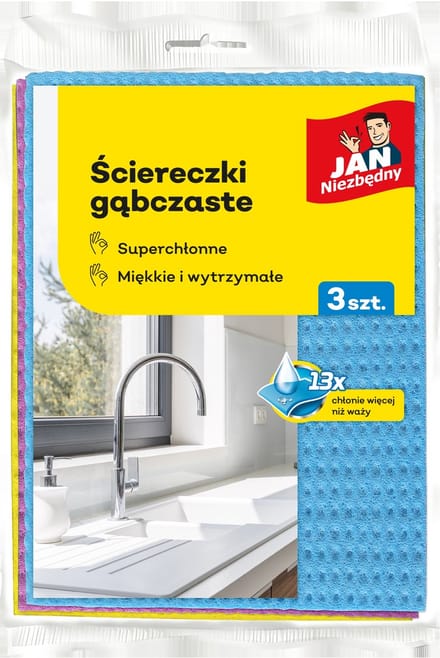 Jan Niezbędny Series - Absorberende Cellulose Spons - 3 stuks - Ergonomisch - Keuken