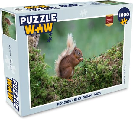 Puzzel Bosdier - Eekhoorn - Mos - Legpuzzel - Puzzel 1000 stukjes volwassenen