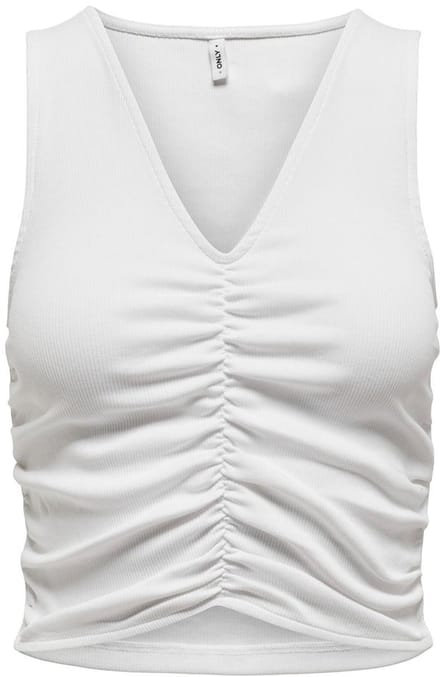 Only Nilan Life Mouwloze V-hals T-shirt Wit S Vrouw