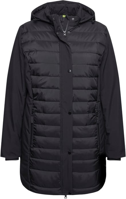Ulla Popken - Dames - HYPRAR hybride jas stiksel/softshell opstaande kraag - Zwart - Maat 46+