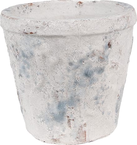 Clayre & Eef Bloempot Ø 12x11 cm Wit Blauw Terracotta