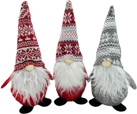 Dailygoods - Set van 3 vilten kerstkabouters - 30 cm, deurstopper en decoratie