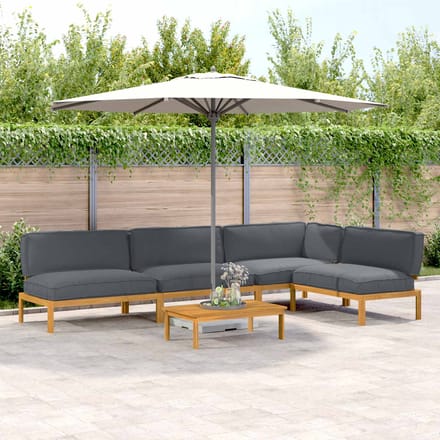 vidaXL - Bankstel - 5 - st - Antraciet - Massief - Acacia - Hout
