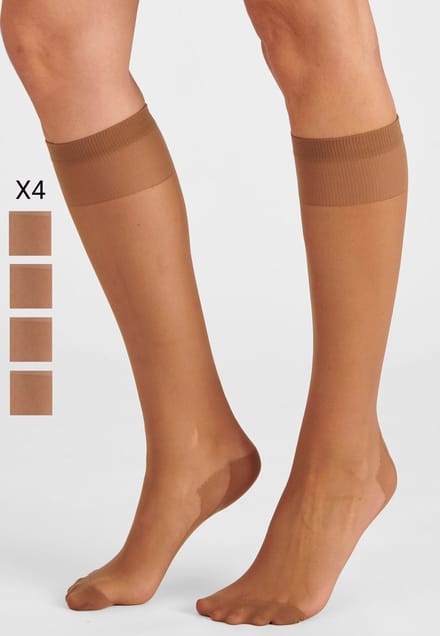 Damart - Set van 4 paar kniekousen voile 20D - Dames - Beige - 38/39
