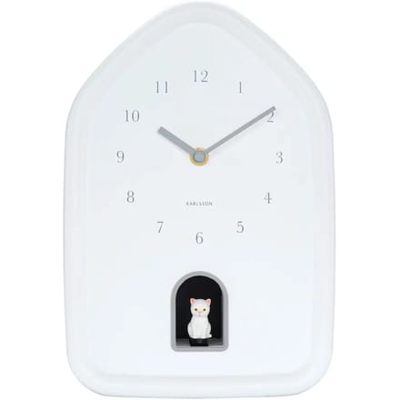 Karlsson Wandklok Modern Kitty - Wit - 29.1x20x29.1cm - Wandklok Modern