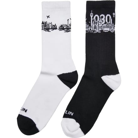 Mister Tee - Major City 030 Berlin2Pack Sokken - 47/50 - Zwart/Wit
