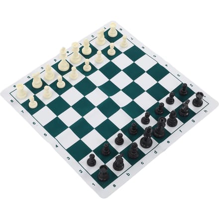 Jeu d'Échecs Set d'Échecs en Plastique Jeu de Société de Bureau avec Plateau en Cuir Artificiel 50x50cm pour Fête Camping Détente white