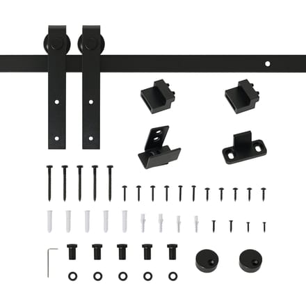 Homcom schuifdeurbeslag 200 cm met 2 koolstofstalen rails Black