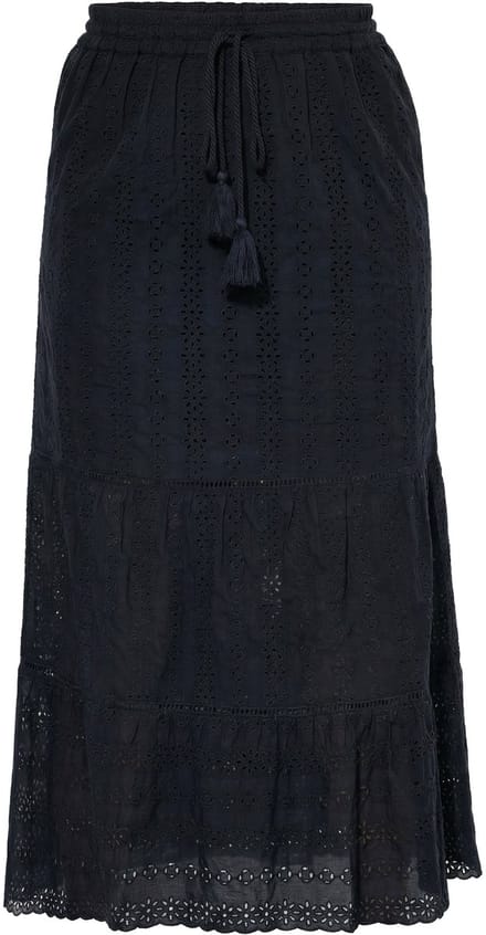 Studio Untold - Dames - Kanten rok A-lijn maxi-lengte elastische tailleband - Zwart - Maat 54+