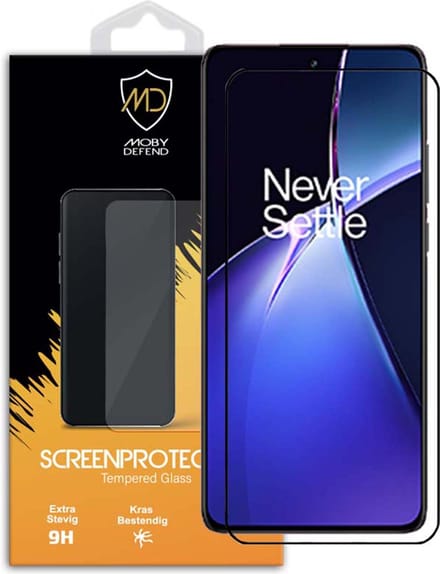 MobyDefend Screenprotector - Geschikt voor OnePlus Nord CE 4 - Screensaver Met Zwarte Randen - Gehard Glas