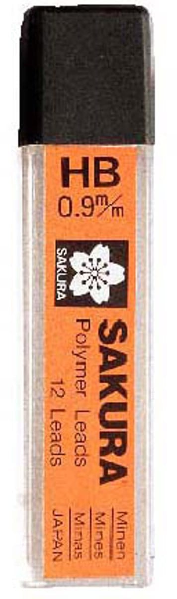 Sakura - Mechanical Pencil Lead 0.9 Mm Hb Polymer Leads (12 Leads)