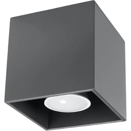Plafondlamp QUAD 1 kubusvormige opbouwspot - Sollux Lighting - IP20 - Antraciet aluminium behuizing - 10 x 10 x 10 cm - 1 x GU10 LED, exclusief lichtbron - Max. 10 W - Moderne plafondlamp voor slaapkamer, woonkamer en gang