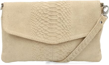 Manfield - Beige suède croco clutch