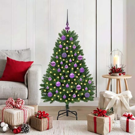 vidaXL - Kunstkerstboom - 120 - cm - 150 - LED's - Warmwit - PVC - en - Staal - Groen
