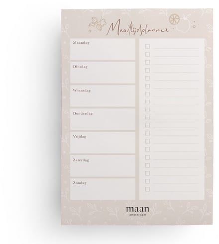 Maan Amsterdam - Maaltijdplanner - A5 - notitieblok voor weekmenu - menuplanner - 50 afscheurbare vellen