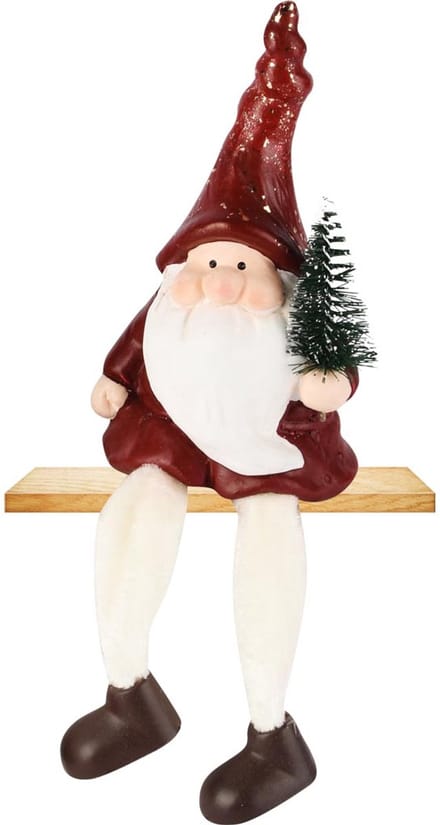 Dekoratief | Santa m/hangbenen, rood/wit, TC, 7x6x14cm | A255411