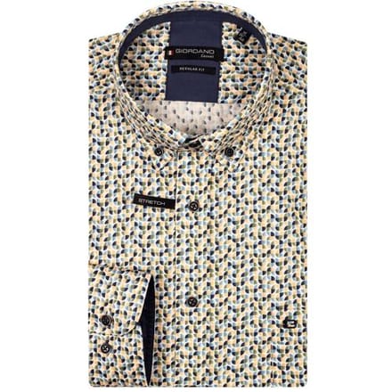Giordano Overhemd Ivy Vintage Abstract Graphic Pattern Apple Green-Multi / male