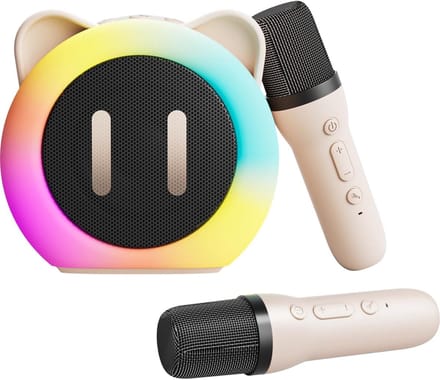 Karaokemicrofoon voor kinderen - Draadloze karaokemicrofoon met 2 microfoons - Draagbare microfoon voor kinderen met led-feestverlichting - Speelgoed voor meisjes -
