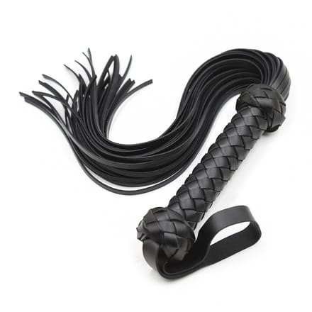 Smart Moves - Flogger - Gevlochten Handvat - PU Leer - 49 cm - Zwart