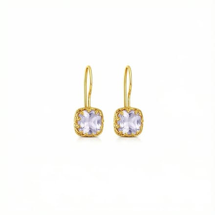 Petit Comité - Oorhangers Elodie - Amethist - 925 sterling zilver - 14k gold plated