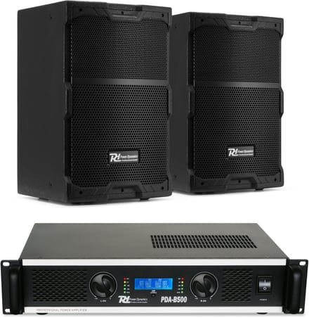 Power Dynamics PDY210 Passieve speakerset met versterker - Ideaal voor horeca - 10 inch - 800W