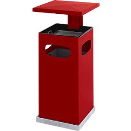 Asbak en prullenbak met afneembaar dak, 70 liter, B 395 x P 395 x H 910 mm, rood