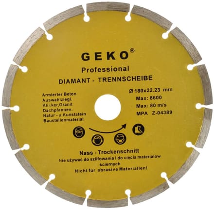 GEKO Diamantschijf - Gesegmenteerd - 180 mm - Voor steen en beton