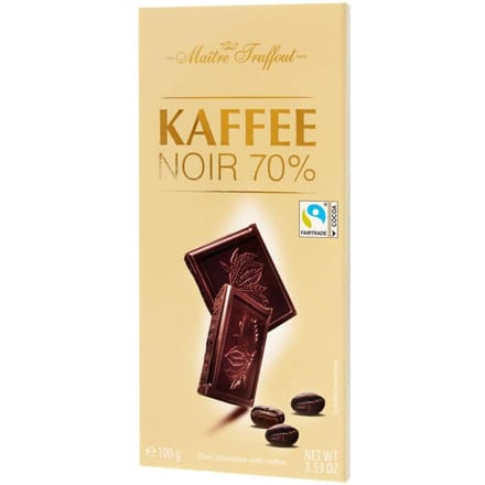 MaitreTruffout Pure Chocolade 70% met Koffie 100 g