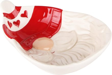 Dekoratief | Schaaltje gnoompje, dolomiet, wit/rood, 16x12x4cm | A235243