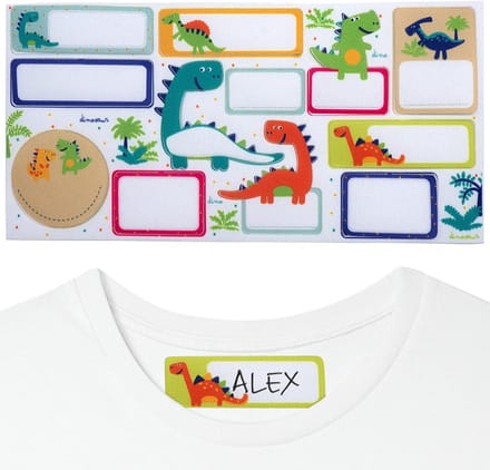 Strijklabels Kleding - Naamstickers Kleding - Kinderen School - Zelfklevend & Strijkbaar - Diverse Vormen - Multicolor