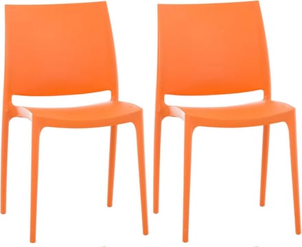 Set van 2 Moderne Stoelen in Oranje voor Binnen en Buiten