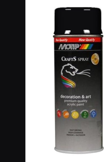 Motip crafts acryllak hoogglans gitzwart (RAL 9005) - 400 ml
