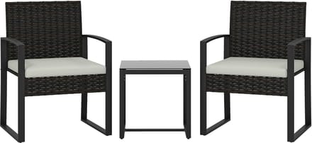 Outsunny Leisure Coffee Set-Staal, PE-Rattan-55L x 58B x 76H cm-Crème
