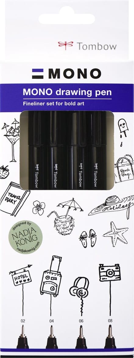 Tombow Mono - Fineliner Set - Bold - Black - 4 Stuks