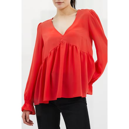 French Connection Crepe Light V Neck Top Bittersweet Taglia: M | Magliette intime Outlet | Donna | Rosso