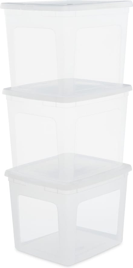 IRIS Clearbox Opbergbox - 30L - Kunststof - Transparant - Set van 3