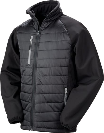 Black Compass gewatteerde softshelljas heren 'Result' Black/Grey - XL