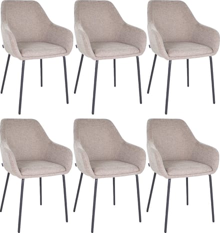 Set van 6 Kick eetkamerstoel Guus - Taupe