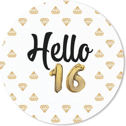 Muismat rond 20x20 cm - Mousepad Feest - Diamant - 16 jaar - Ronde muismatten