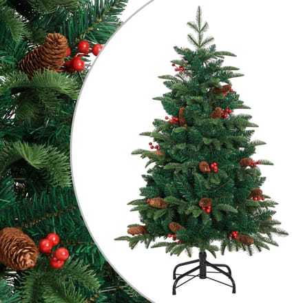 vidaXL - Kunstkerstboom - met - scharnieren - dennenappels - en - bessen - 150 - cm