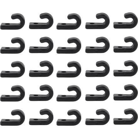 Lot de 25 crochets d'arrimage en nylon noir pour kayak, corde élastique, canoë, bateau, accessoire black