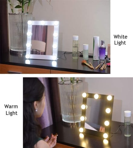 Verlichte Make-up Spiegel - Kaptafel Spiegel - Perfecte Make-up - 9 LED Lampen - 3000 Gram - Wit