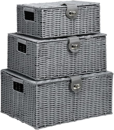 HOMCOM Aufbewahrungskörbe Set mit Verschluss 850-233V00