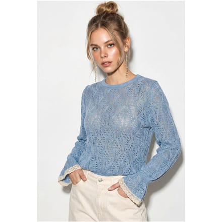 Geverfde Crew Neck Rimpel Gebreide Trui