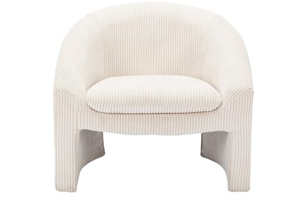 Vente-unique Fauteuil in gebroken wit ribfluweel OSSANA