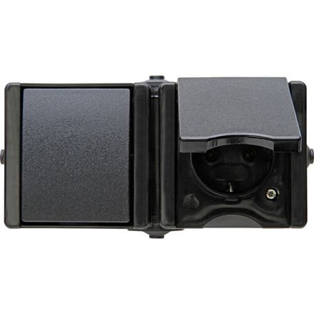 Kopp ProAQA combinatie WCD/wissel RA opbouw spatwaterdicht Zwart IP44 horizontaal