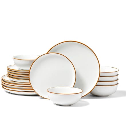 Ensemble de vaisselle 18 pièces Assiettes et bols en céramique Service pour 6 Blanc