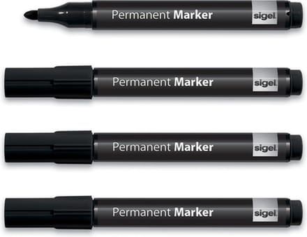 Sigel permanent marker - Meet up - markeerstift - zwart - 4 stuks - SI-MU183